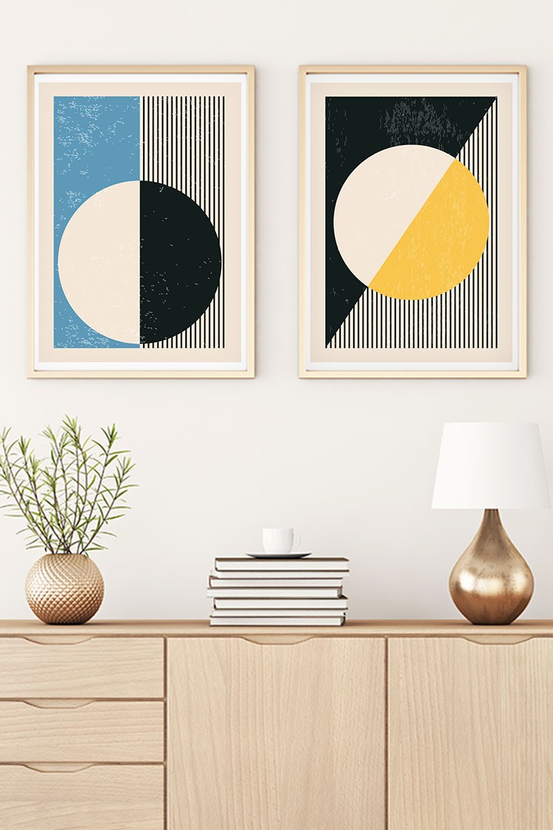 Quadro Decorativo MDF Emoldurado Huhu19 Multicolor 70x50cm - 2 Peças em Madeira Maciça