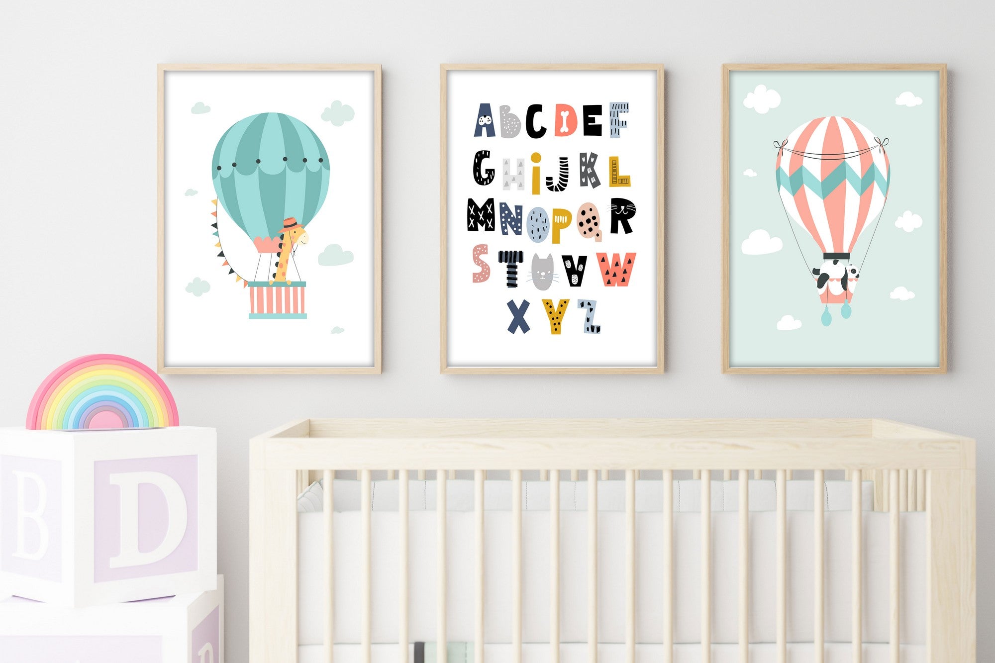 Quadro Decorativo MDF Emoldurado Multicolor 30x40cm - Conjunto 3 Peças Madeira Maciça