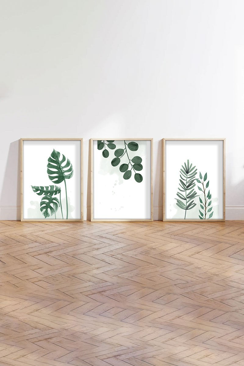 Quadro Decorativo MDF Emoldurado Multicolor 30x40cm - Conjunto 3 Peças Madeira Maciça