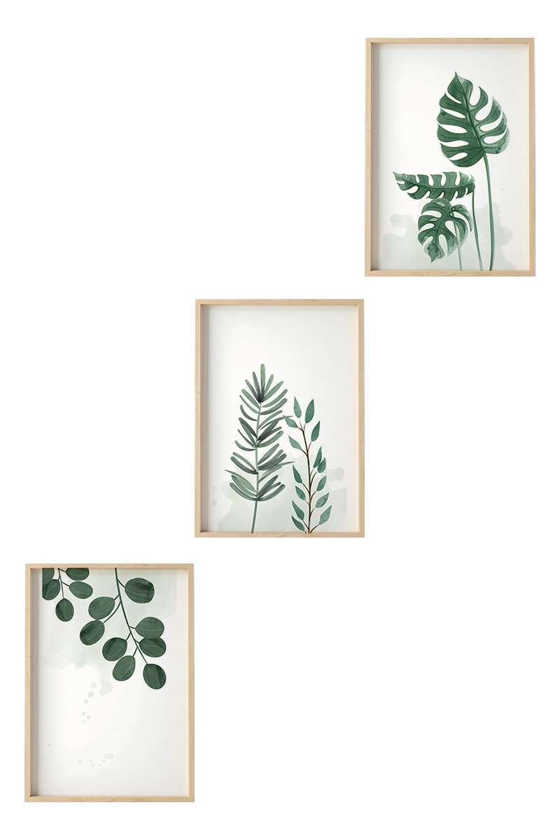 Quadro Decorativo MDF Emoldurado Multicolor 30x40cm - Conjunto 3 Peças Madeira Maciça