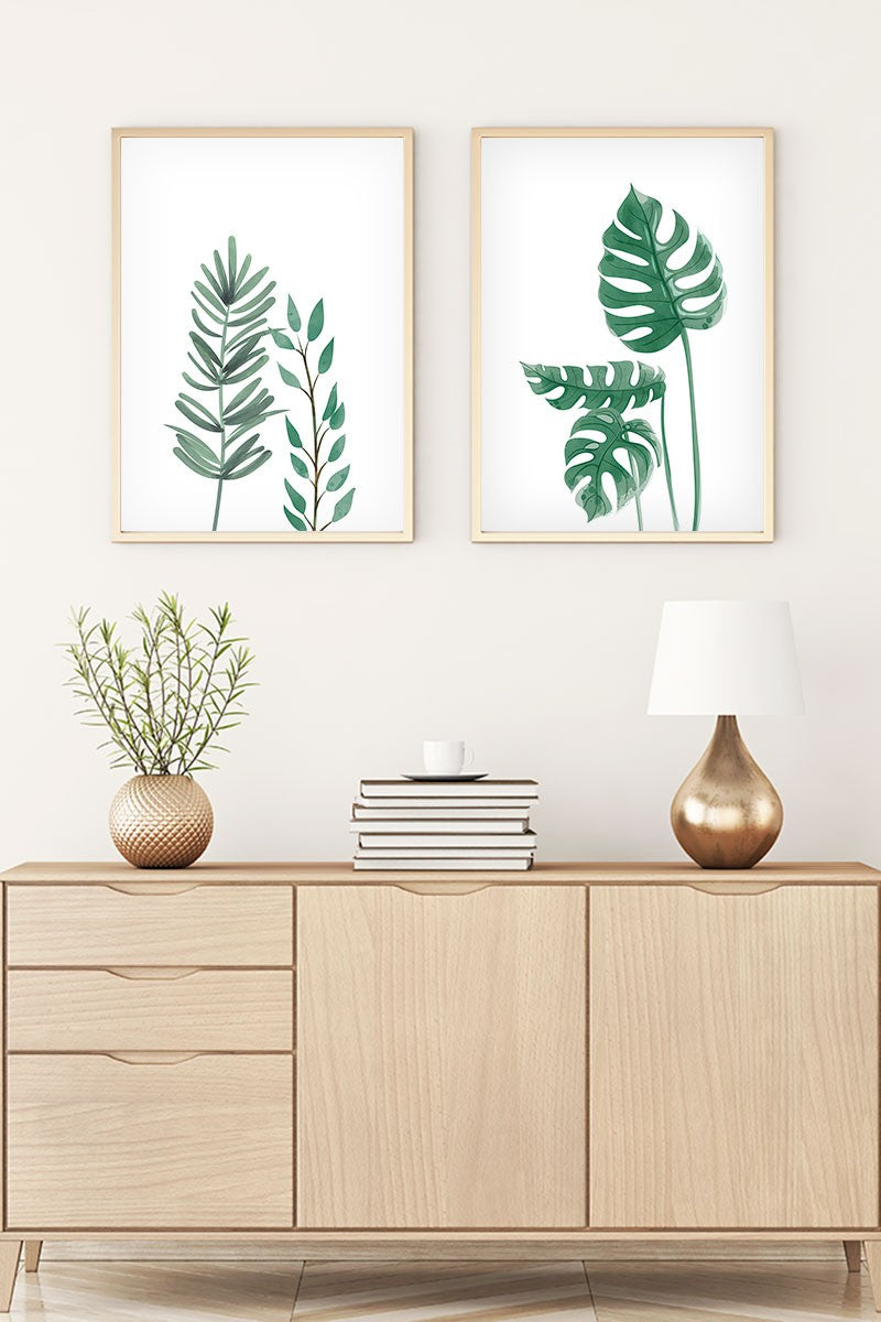 Quadro Decorativo MDF Emoldurado Huhu196 - Conjunto 2 Peças 20x30cm Multicolor Madeira Maciça