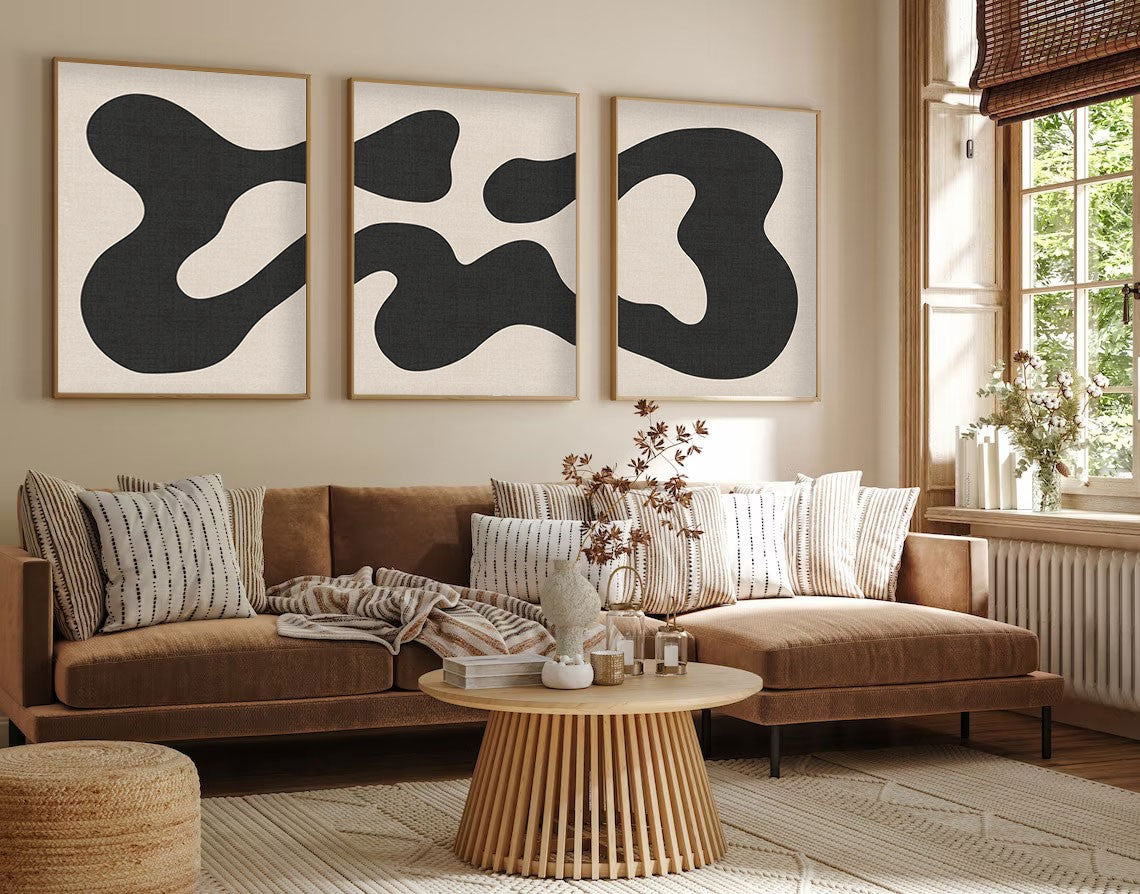 Quadro Decorativo MDF Emoldurado Multicolor 20x30cm - Conjunto 3 Peças Madeira Maciça