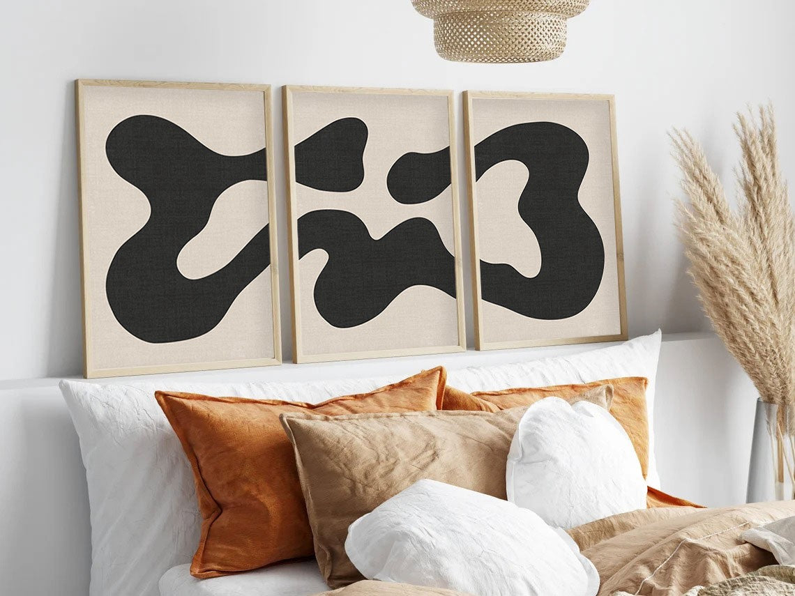 Quadro Decorativo MDF Emoldurado Multicolor 20x30cm - Conjunto 3 Peças Madeira Maciça