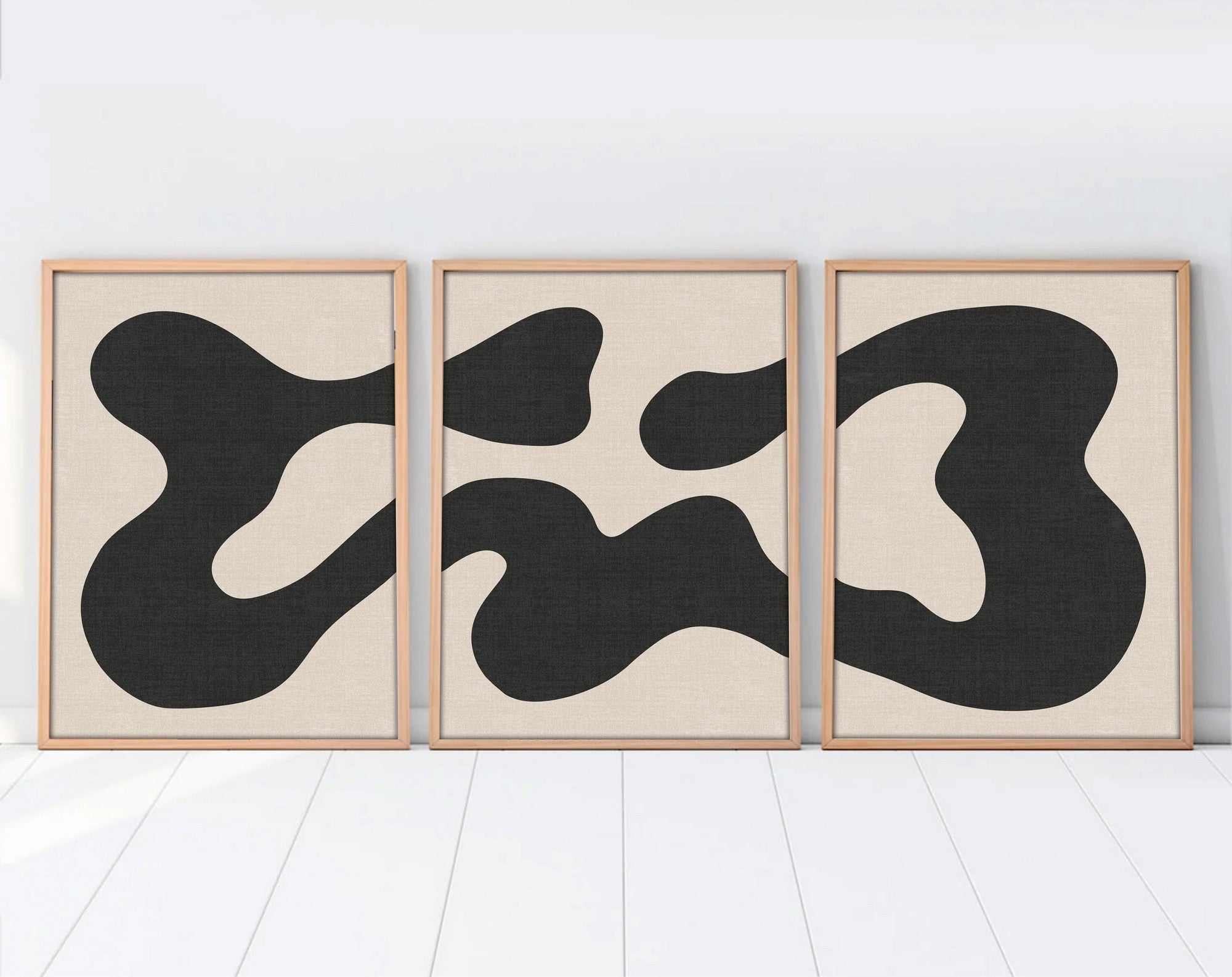 Quadro Decorativo MDF Emoldurado Multicolor 35x50cm - Conjunto 3 Peças Madeira Maciça