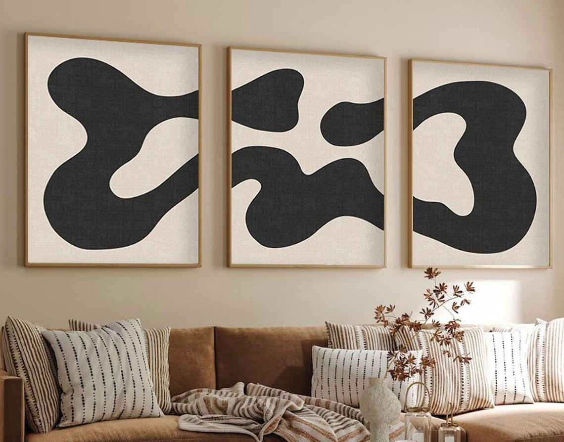 Quadro Decorativo em MDF (3 peças) – 50 x 70 cm – Moldura em Madeira Sólida