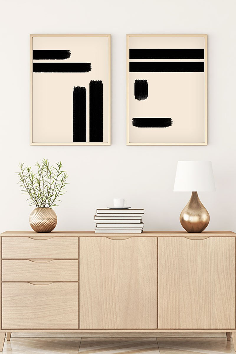 Conjunto de 2 Quadros Decorativos MDF Emoldurados Multicolor 35x50cm - Moldura Madeira Maciça