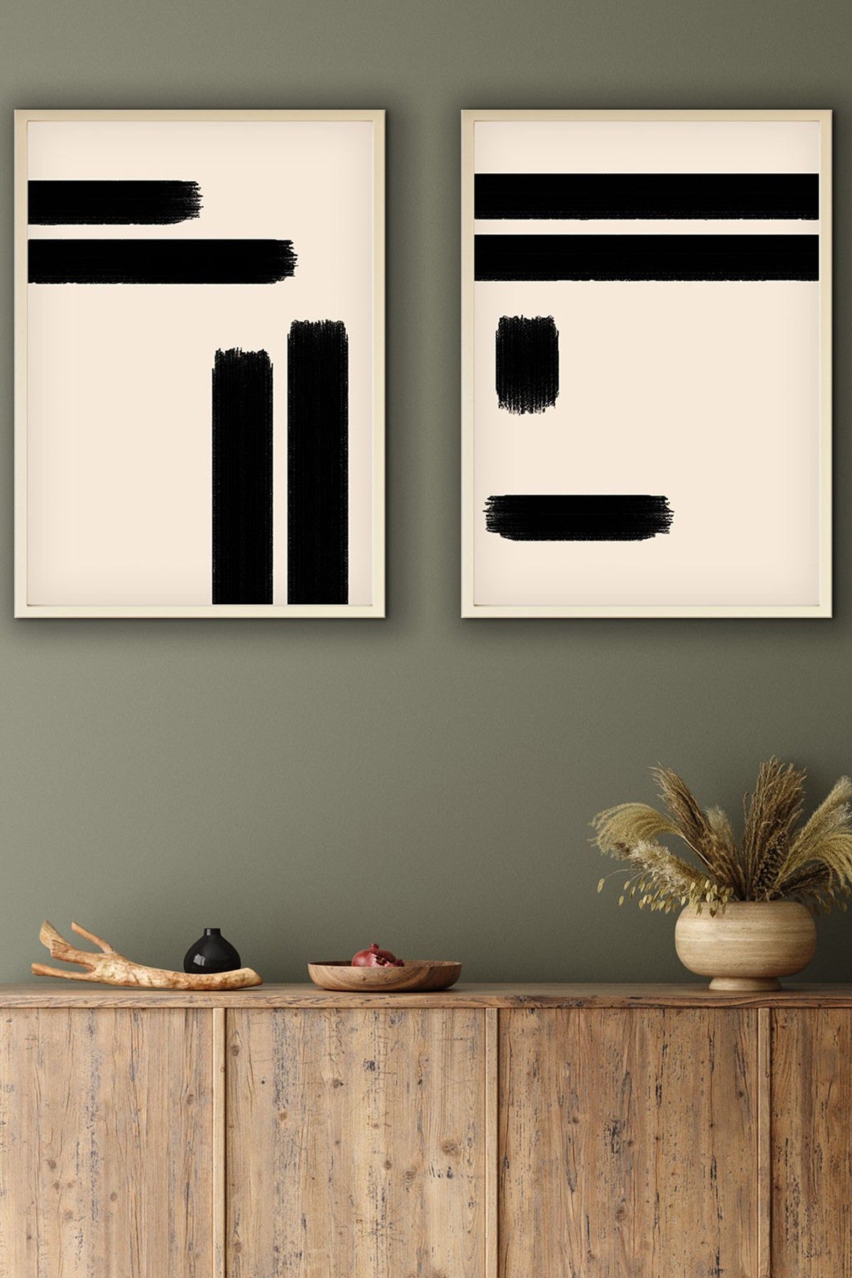 Quadro Decorativo MDF Emoldurado Huhu200 Multicolor 50x70cm - 2 Peças em Madeira Maciça