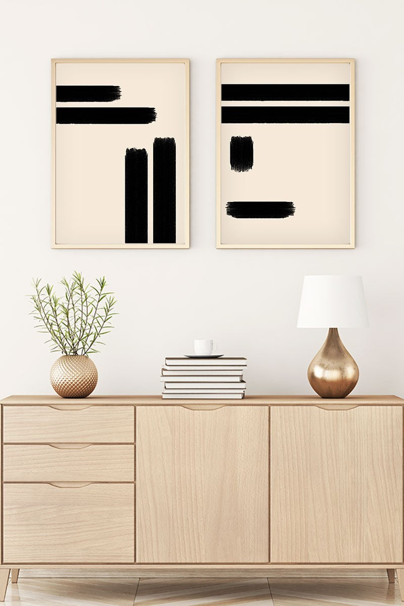 Quadro Decorativo MDF Emoldurado Huhu200 Multicolor 50x70cm - 2 Peças em Madeira Maciça