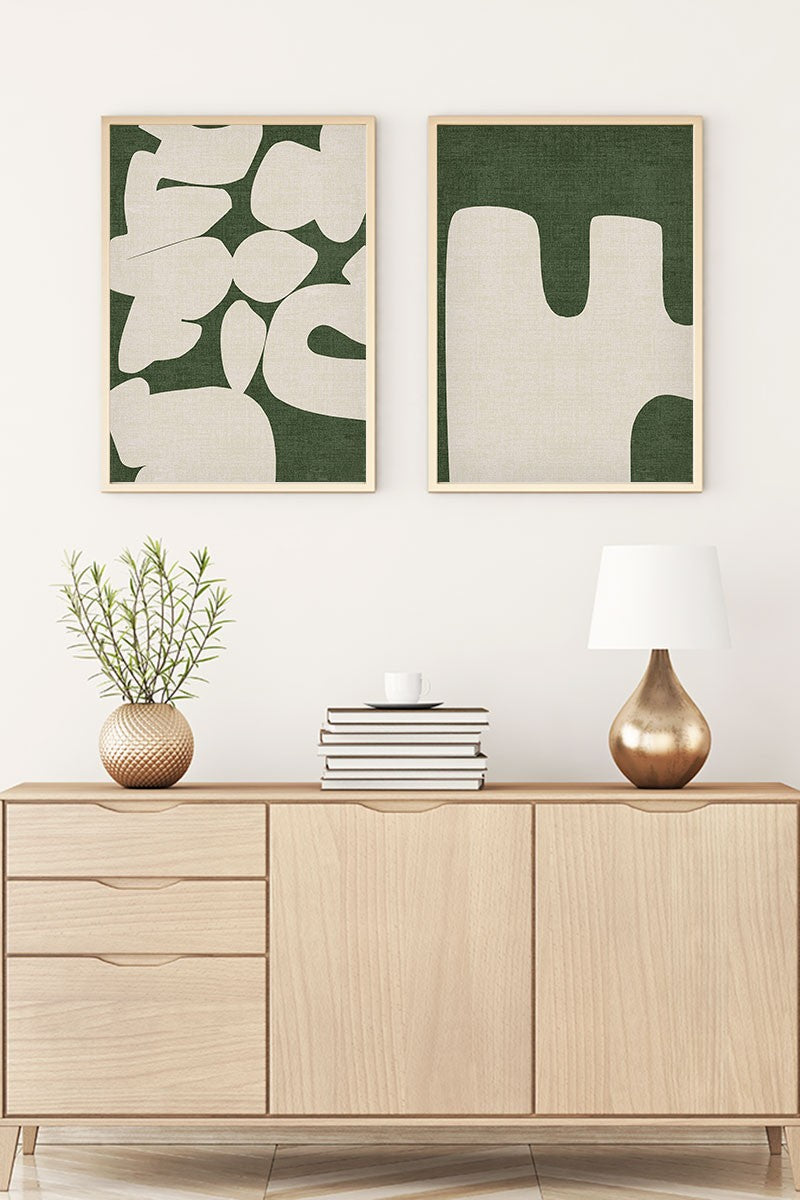 Conjunto de 2 Quadros Decorativos MDF Emoldurados Huhu202 - 20x30cm Multicolor com Moldura de Madeira Maciça