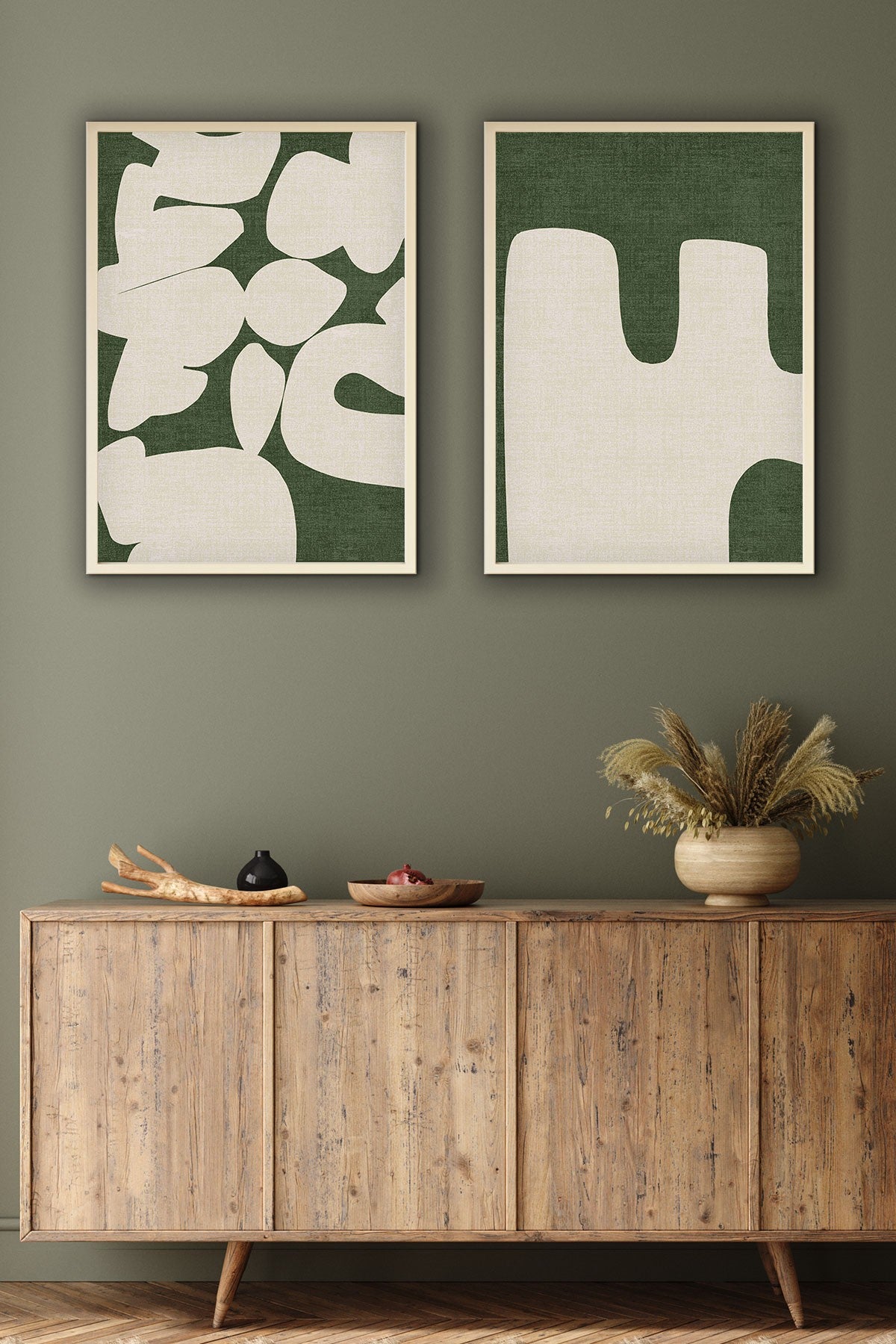 Conjunto de 2 Quadros Decorativos MDF Emoldurados Huhu202 - 35x50cm Multicolor com Moldura de Madeira Maciça