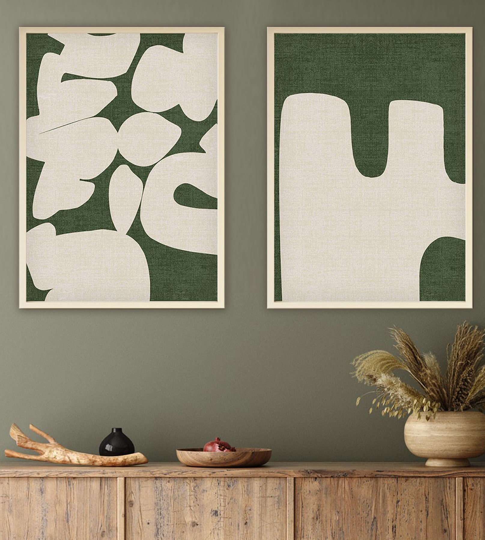 Quadro Decorativo MDF Emoldurado Huhu202 Multicolor 50x70cm - 2 Peças em Madeira Maciça