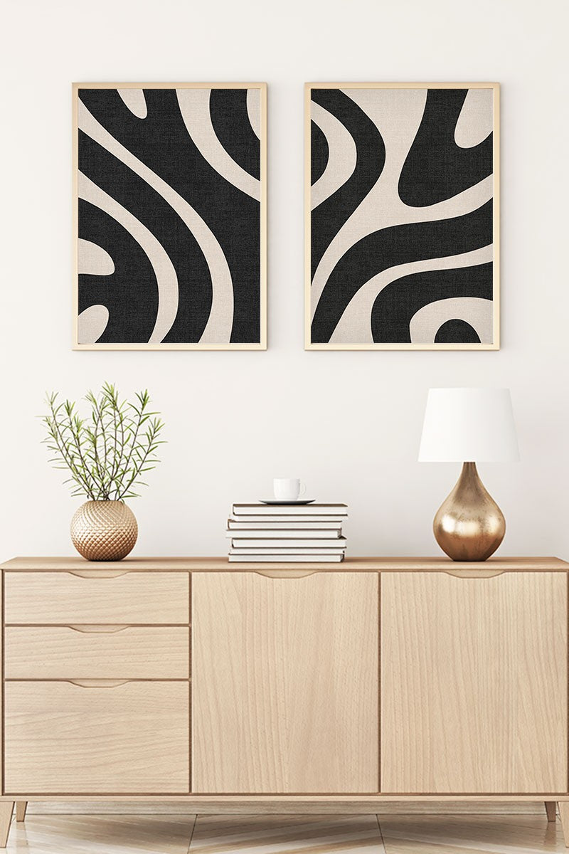 Quadro Decorativo MDF Emoldurado Huhu203 Multicolor 50x70cm - 2 Peças em Madeira Maciça