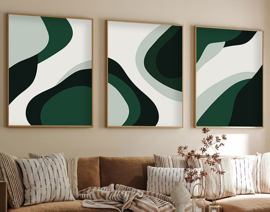 Conjunto de Quadros 3 Peças Huhu204 (35 x 50 cm) — Multicolor, MDF 3 mm com Moldura em Madeira Maciça