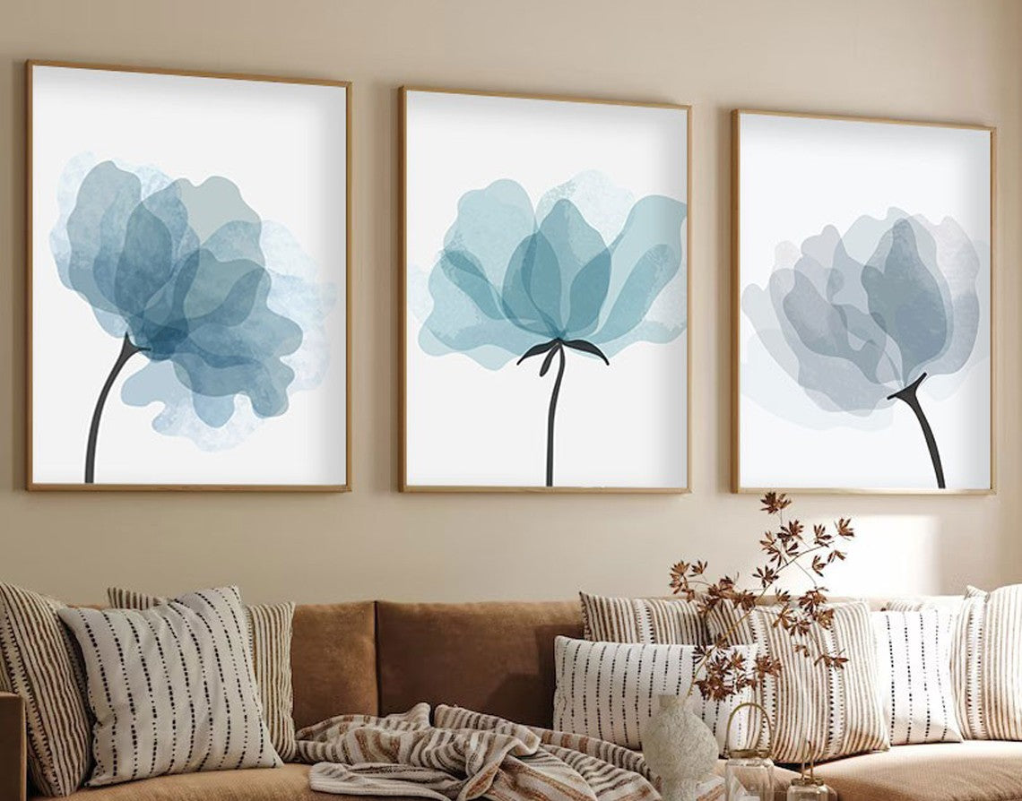 Quadro Decorativo MDF Emoldurado Multicolor 35x50cm - Conjunto 3 Peças Madeira Maciça