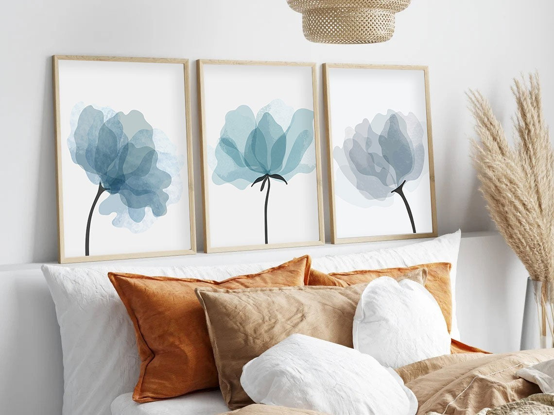 Quadro Decorativo MDF Emoldurado Multicolor 35x50cm - Conjunto 3 Peças Madeira Maciça