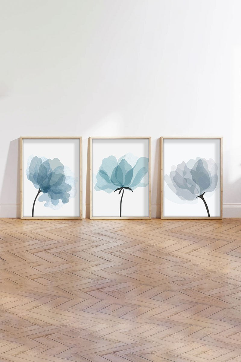 Quadro Decorativo MDF Emoldurado Multicolor 35x50cm - Conjunto 3 Peças Madeira Maciça