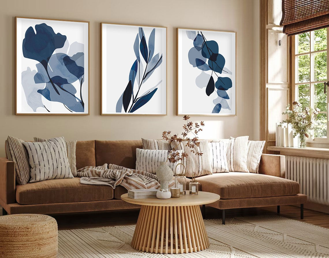 Quadro Decorativo 3 Peças Huhu207 35x50 cm - Multicolor, MDF 3 mm com Moldura em Madeira Maciça 2,5 cm