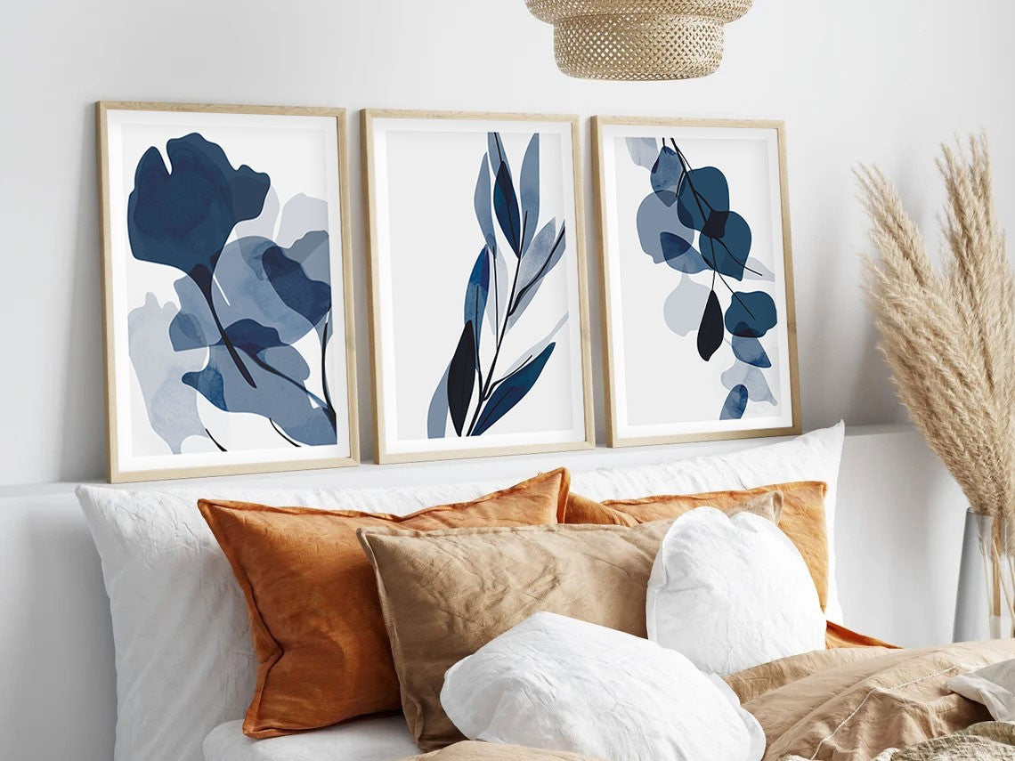 Quadro Decorativo 3 Peças Huhu207 35x50 cm - Multicolor, MDF 3 mm com Moldura em Madeira Maciça 2,5 cm