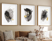 Quadro Decorativo MDF Emoldurado Multicolor 35x50cm - Conjunto 3 Peças Madeira Maciça