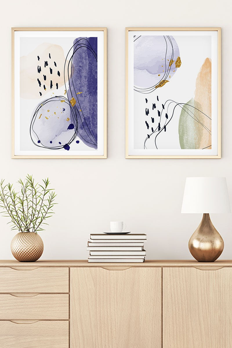 Quadro Decorativo MDF Emoldurado Huhu21 Multicolor 70x50cm - 2 Peças em Madeira Maciça