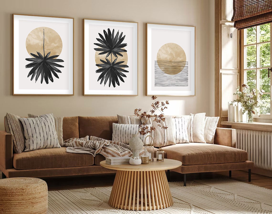 Quadro Decorativo MDF Emoldurado Multicolor 20x30cm - Conjunto 3 Peças Madeira Maciça