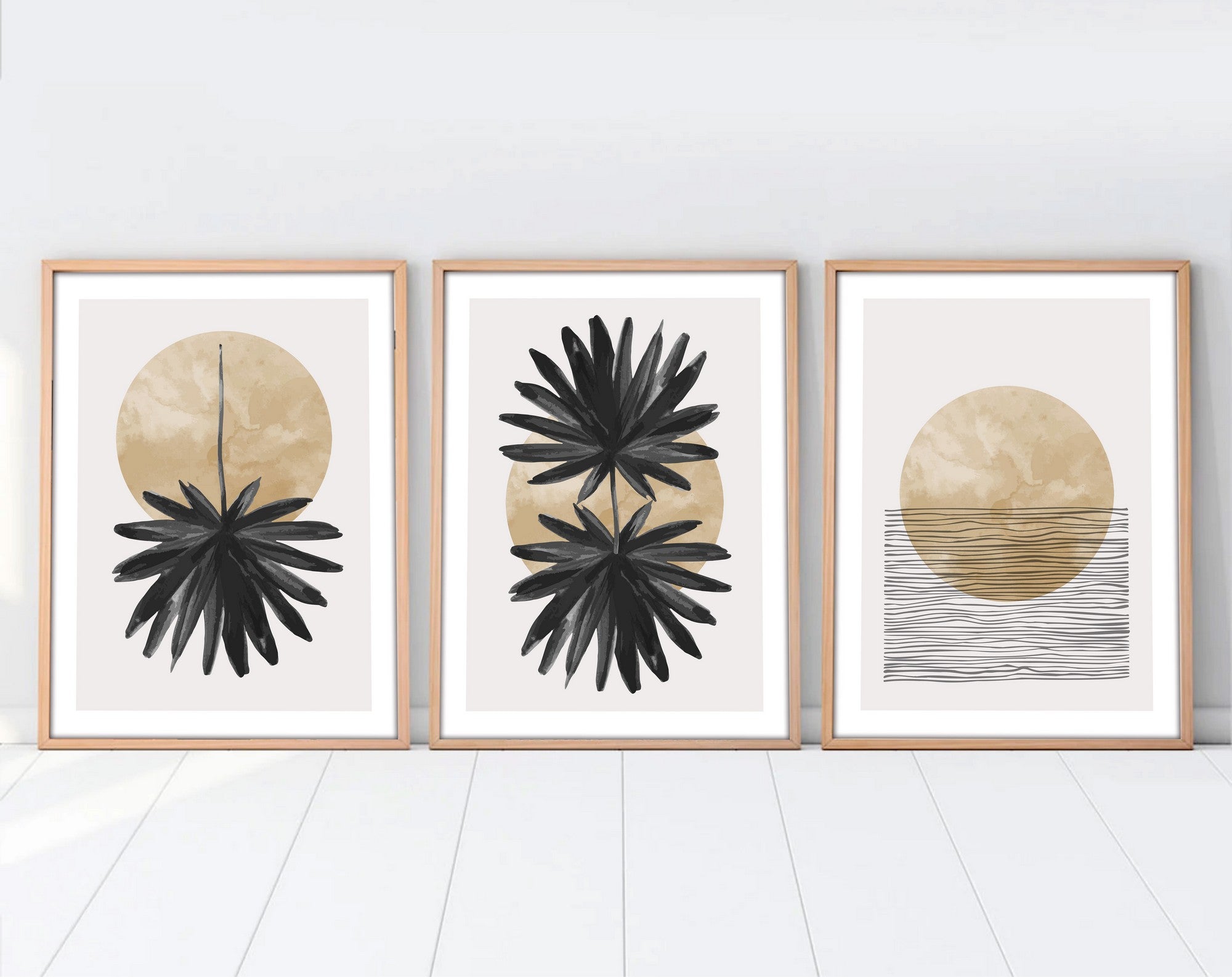 Quadro Decorativo MDF Emoldurado Multicolor 20x30cm - Conjunto 3 Peças Madeira Maciça