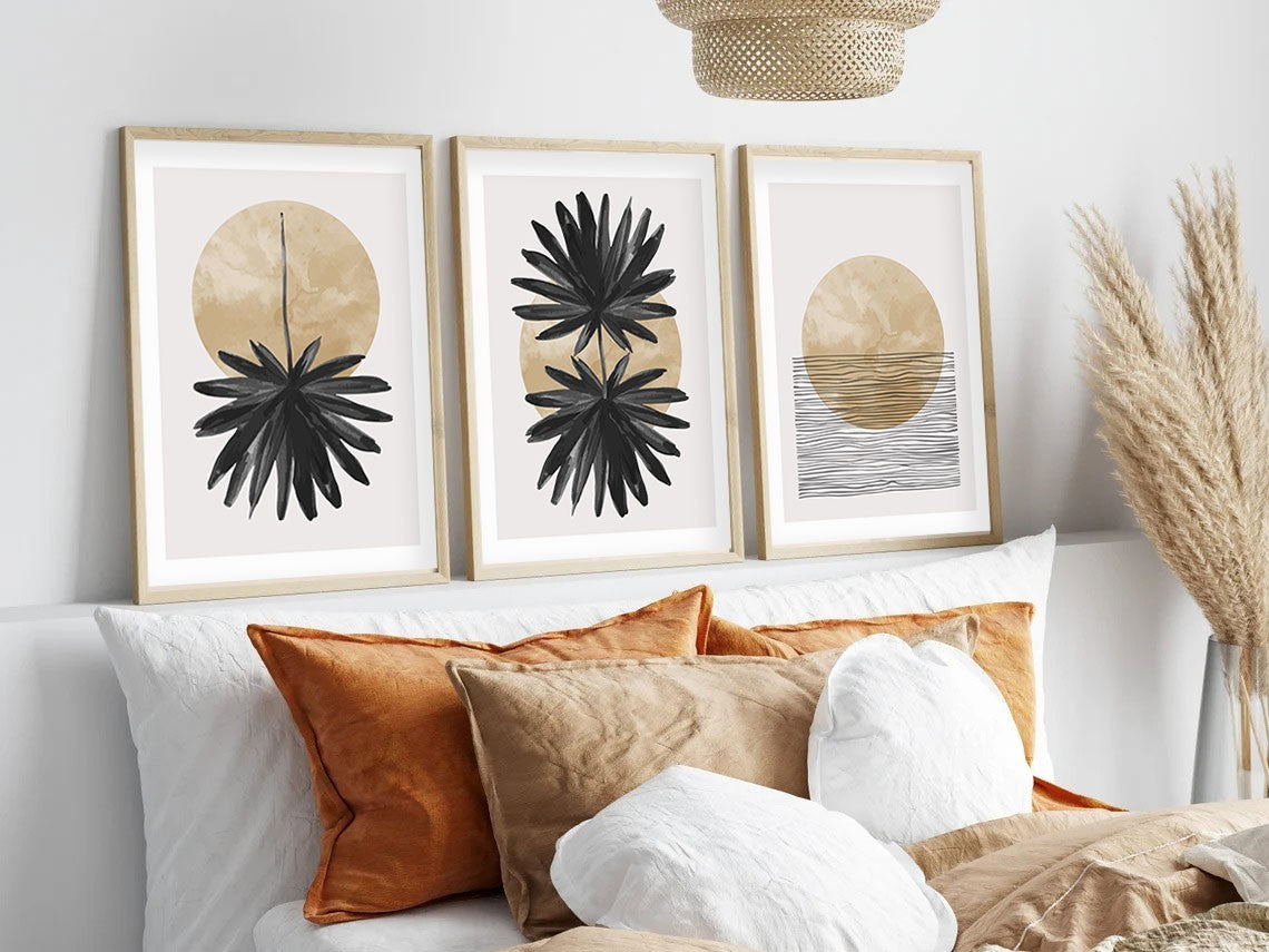 Quadro Decorativo MDF Emoldurado Multicolor 3 Peças 35x50cm - Madeira Maciça