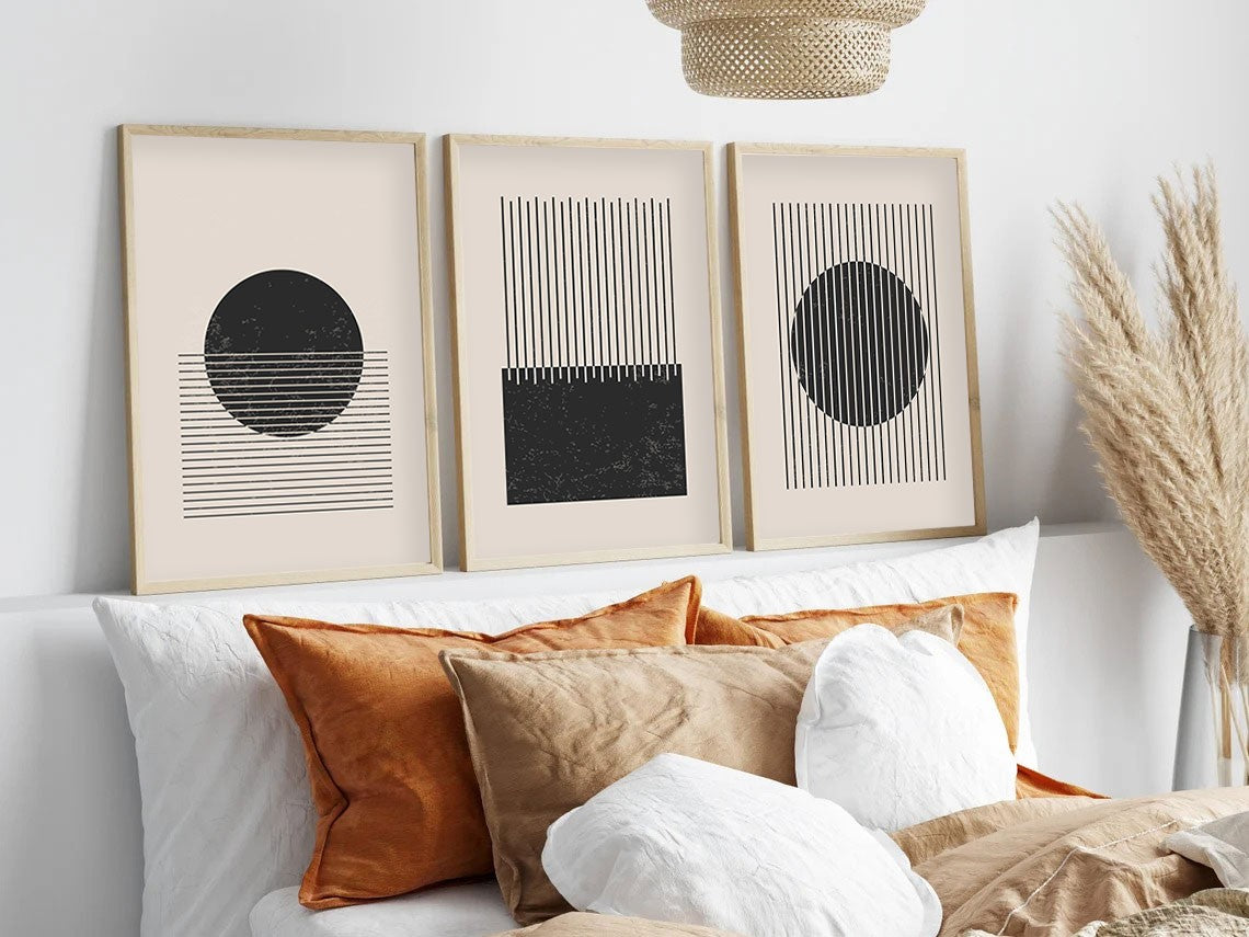 Quadro Decorativo MDF Emoldurado Multicolor 20x30cm - Conjunto 3 Peças Madeira Maciça