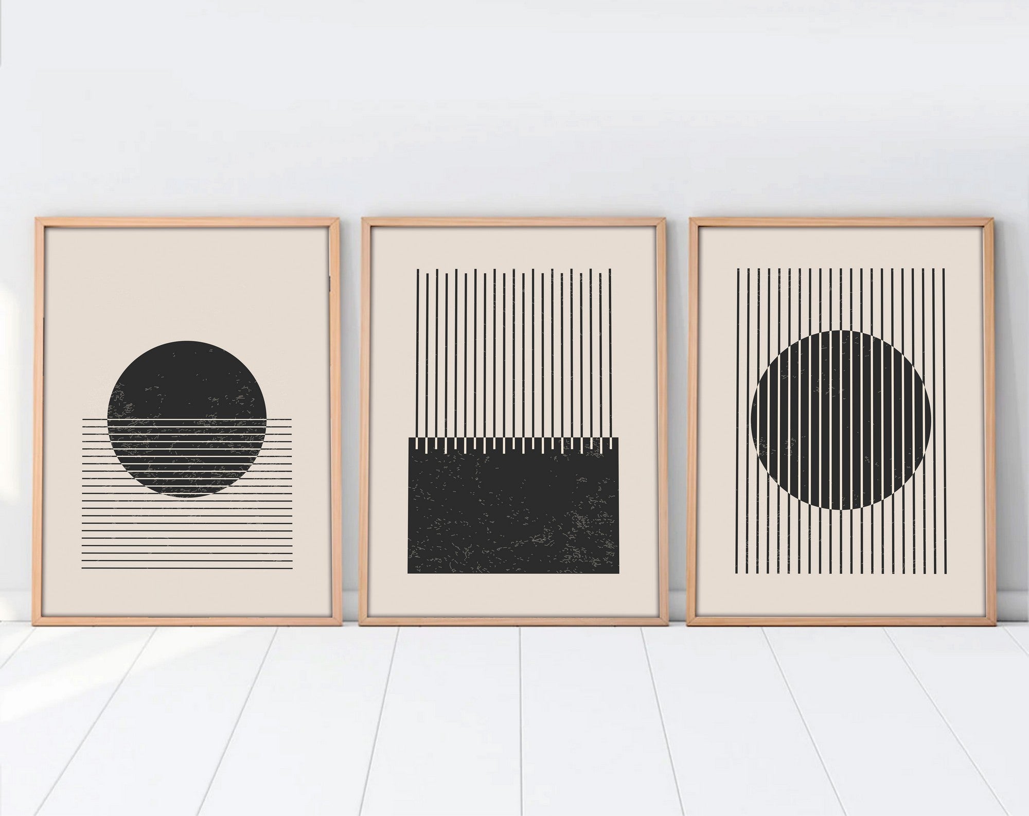 Quadro Decorativo MDF Emoldurado Multicolor 20x30cm - Conjunto 3 Peças Madeira Maciça