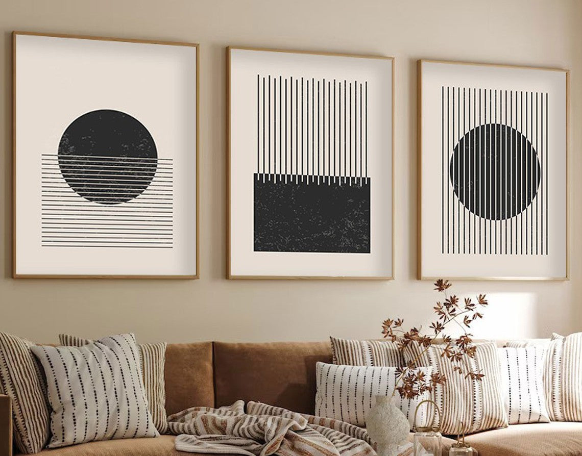 Quadro Decorativo MDF Emoldurado Multicolor 50x70cm - Conjunto 3 Peças Huhu212