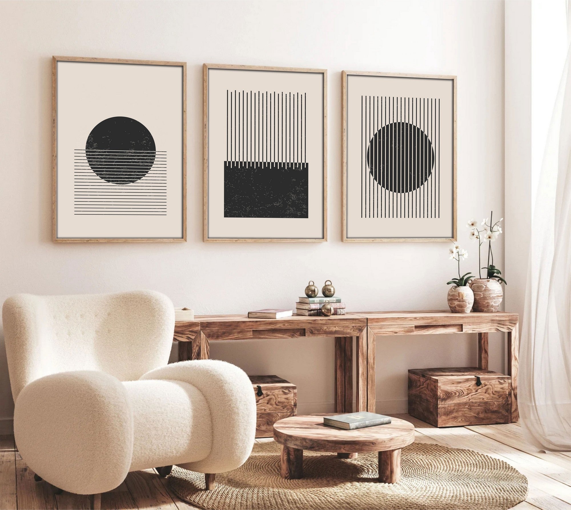 Quadro Decorativo MDF Emoldurado Multicolor 50x70cm - Conjunto 3 Peças Huhu212