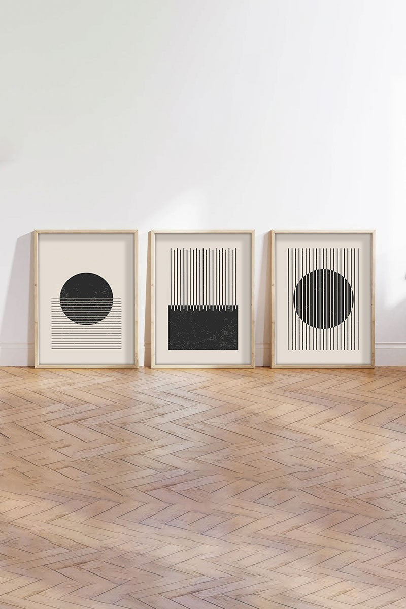 Quadro Decorativo MDF Emoldurado Multicolor 50x70cm - Conjunto 3 Peças Huhu212