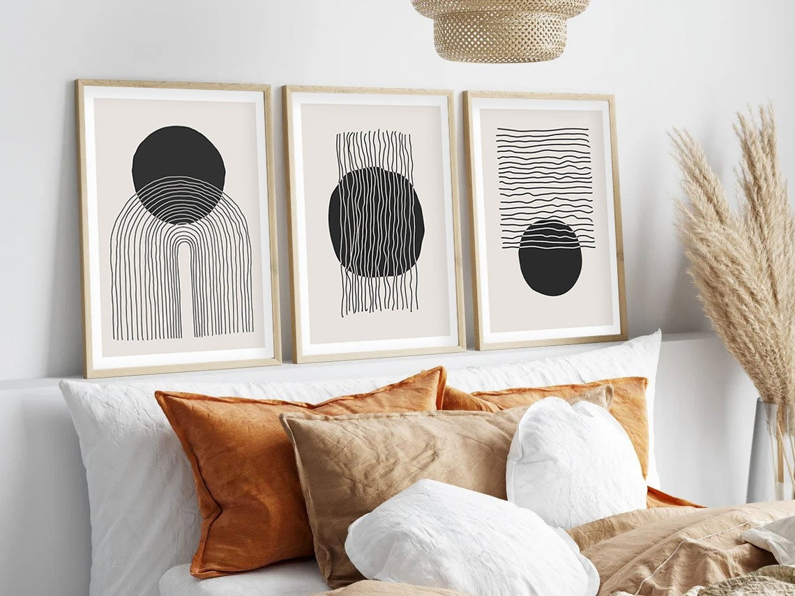 Transform o Seu Espaço com Este Conjunto de 3 Quadros Decorativos Multicolor - Moldura em Madeira Maciça 20x30cm