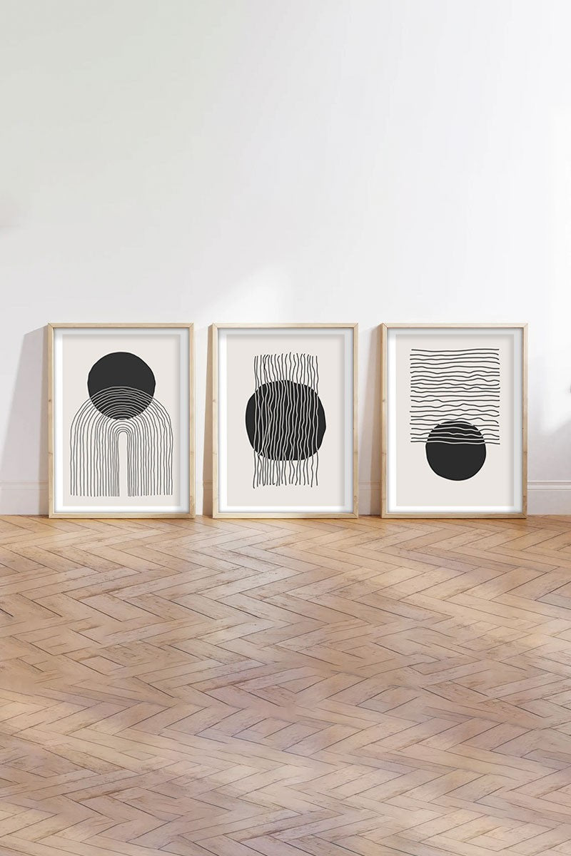 Transform o Seu Espaço com Este Conjunto de 3 Quadros Decorativos Multicolor - Moldura em Madeira Maciça 20x30cm