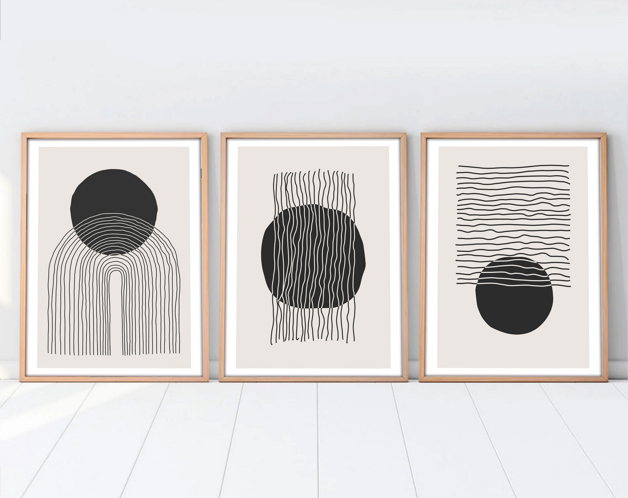 Transform o Seu Espaço com Este Conjunto de 3 Quadros Decorativos Multicolor - Moldura em Madeira Maciça 20x30cm