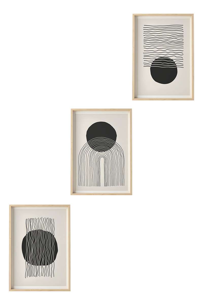 Transform o Seu Espaço com Este Conjunto de 3 Quadros Decorativos Multicolor - Moldura em Madeira Maciça 20x30cm