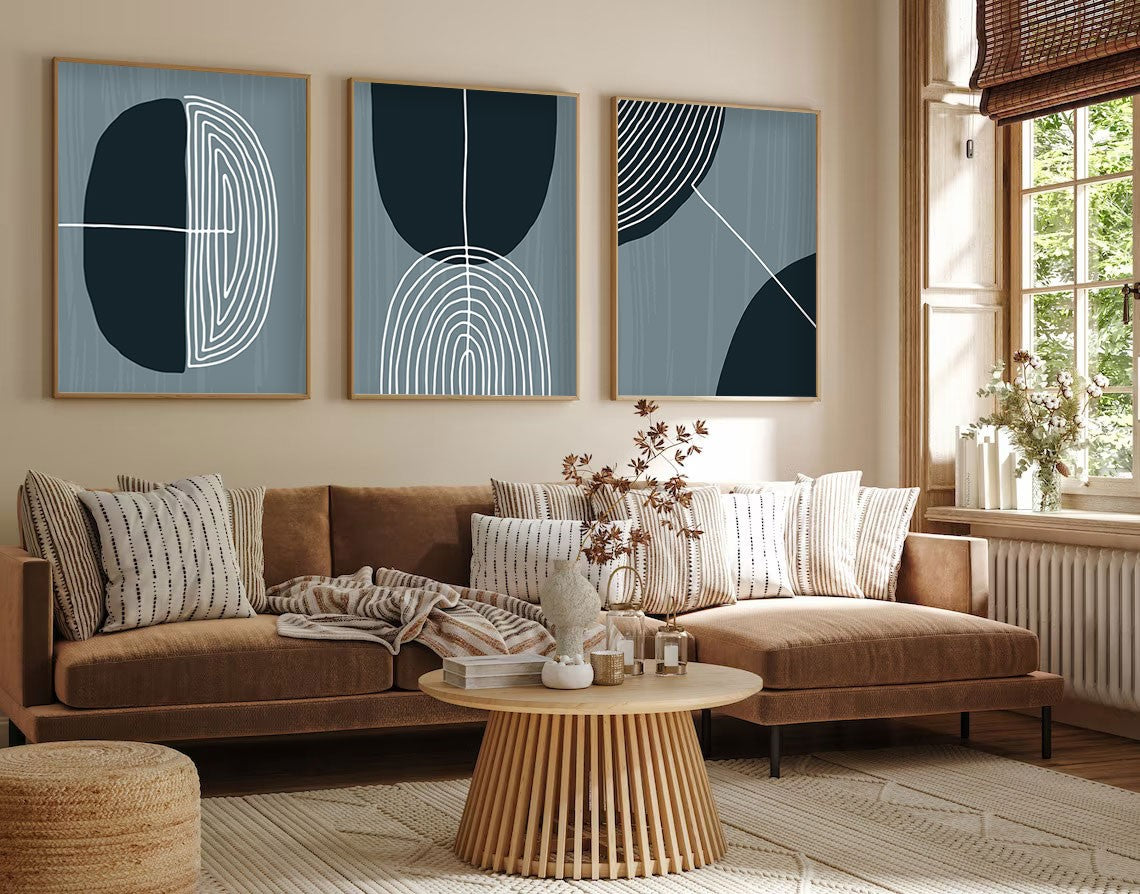 Quadro Decorativo MDF Emoldurado Multicolor 20x30cm - Conjunto 3 Peças Madeira Maciça