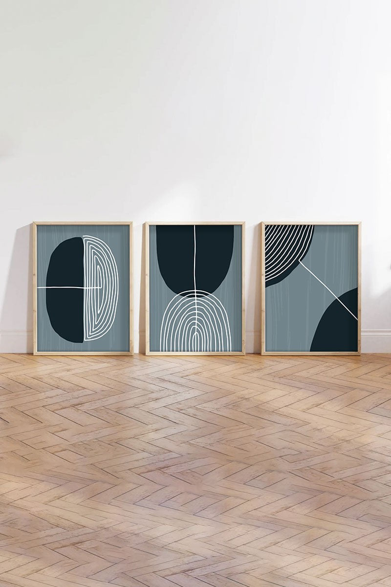 Quadro Decorativo MDF Emoldurado Multicolor 20x30cm - Conjunto 3 Peças Madeira Maciça