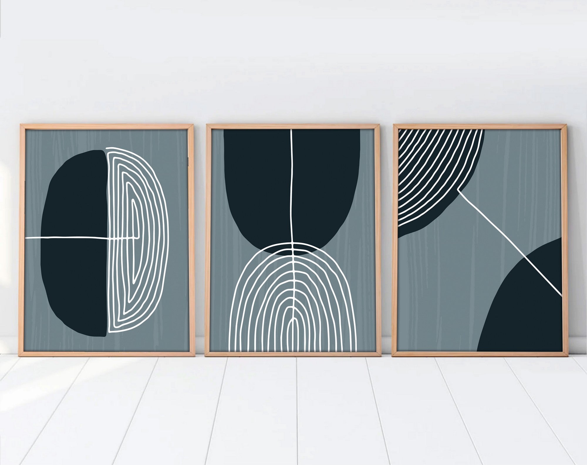 Quadro Decorativo MDF Emoldurado Multicolor 30x40cm - Conjunto 3 Peças Madeira Maciça