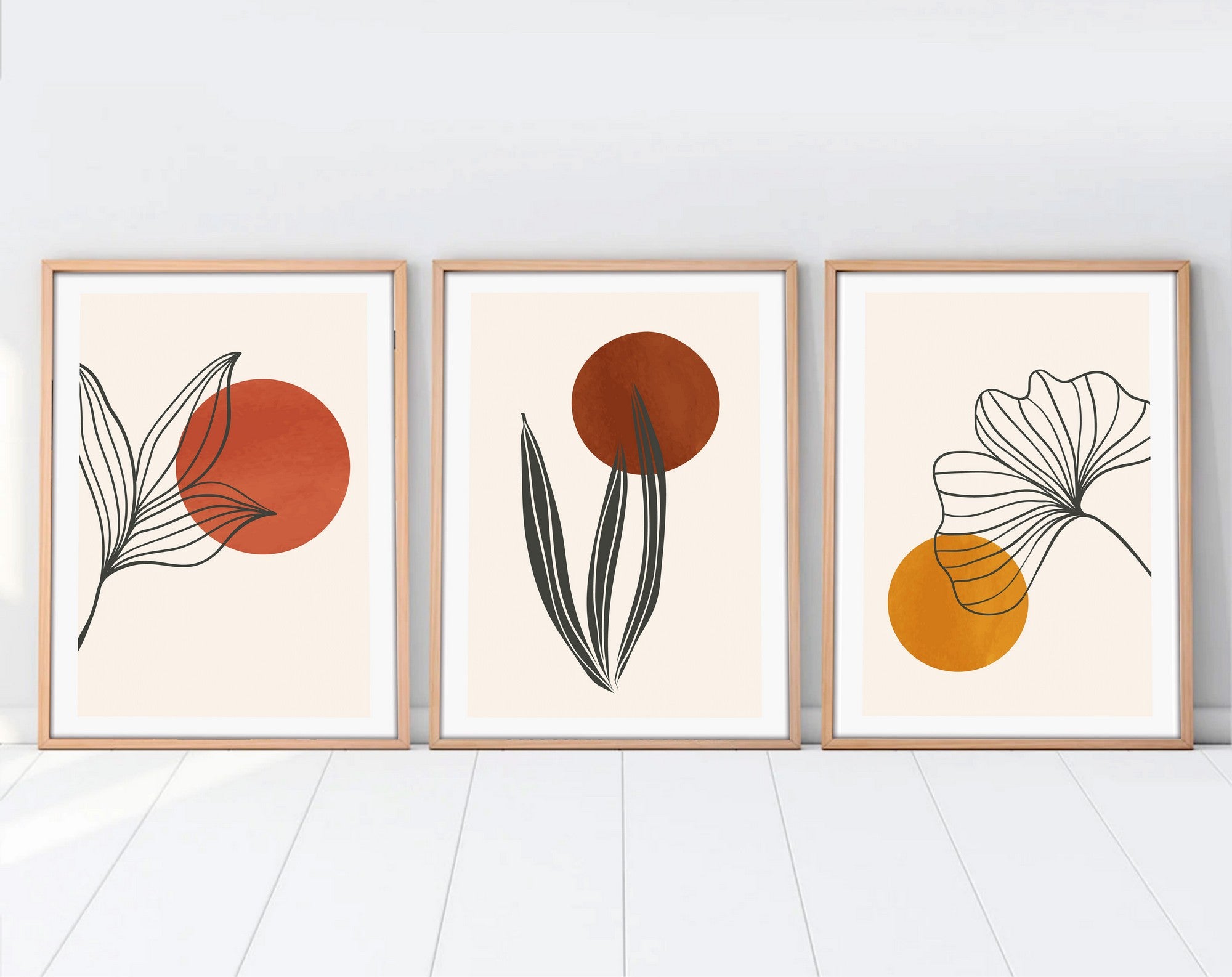 Quadro Decorativo MDF Emoldurado Multicolor 20x30cm - Conjunto 3 Peças Madeira Maciça