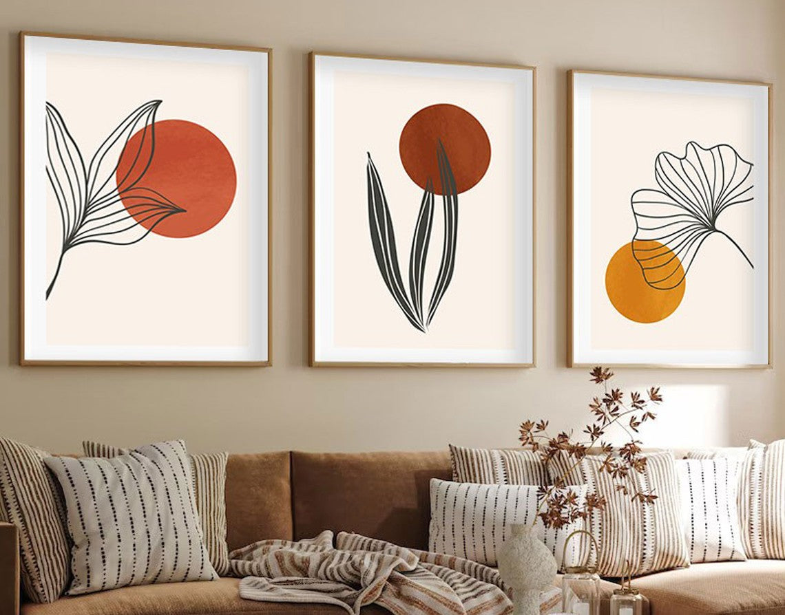 Quadro Decorativo MDF Emoldurado Multicolor 3 Peças 35x50cm - Madeira Maciça