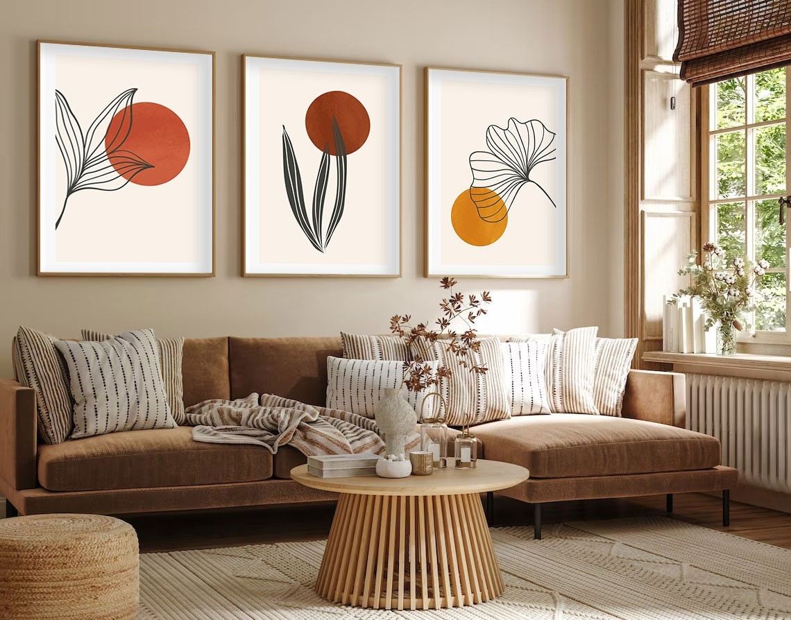 Quadro Decorativo em MDF com Moldura de Madeira Maciça (3 Peças) – Huhu215 – 50 x 70 cm – Multicolor