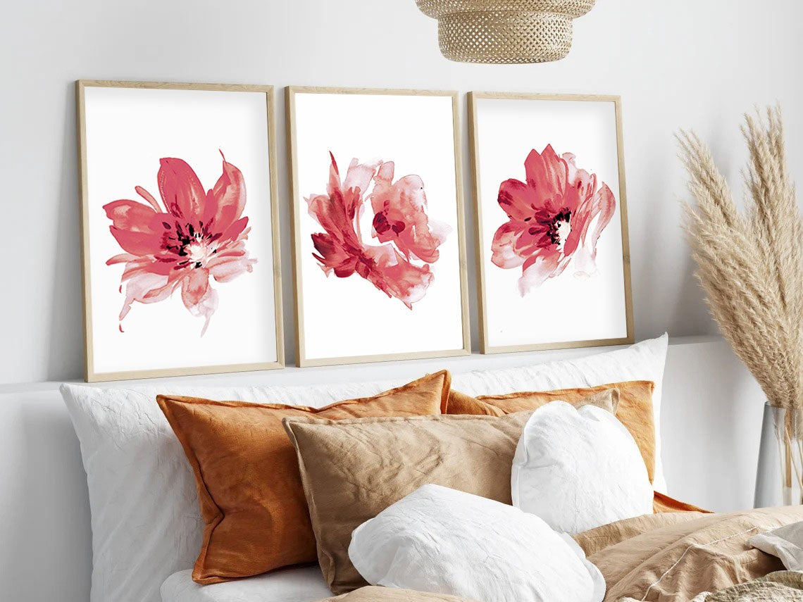 Quadro Decorativo MDF Emoldurado Multicolor 20x30cm - Conjunto 3 Peças Madeira Maciça