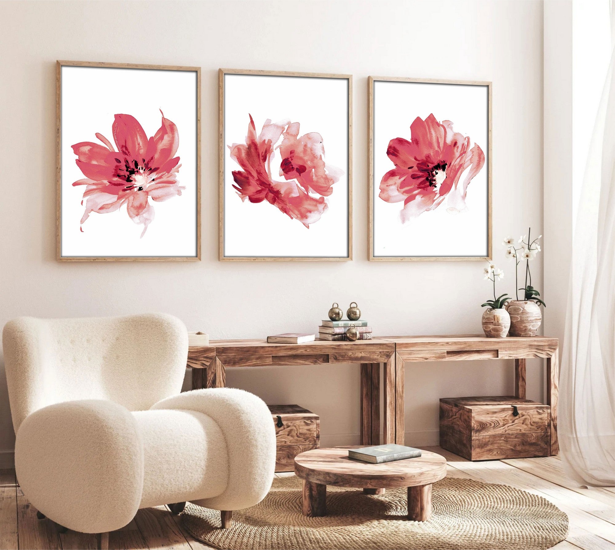 Quadro Decorativo MDF Emoldurado Multicolor 30x40cm - Conjunto 3 Peças Huhu216