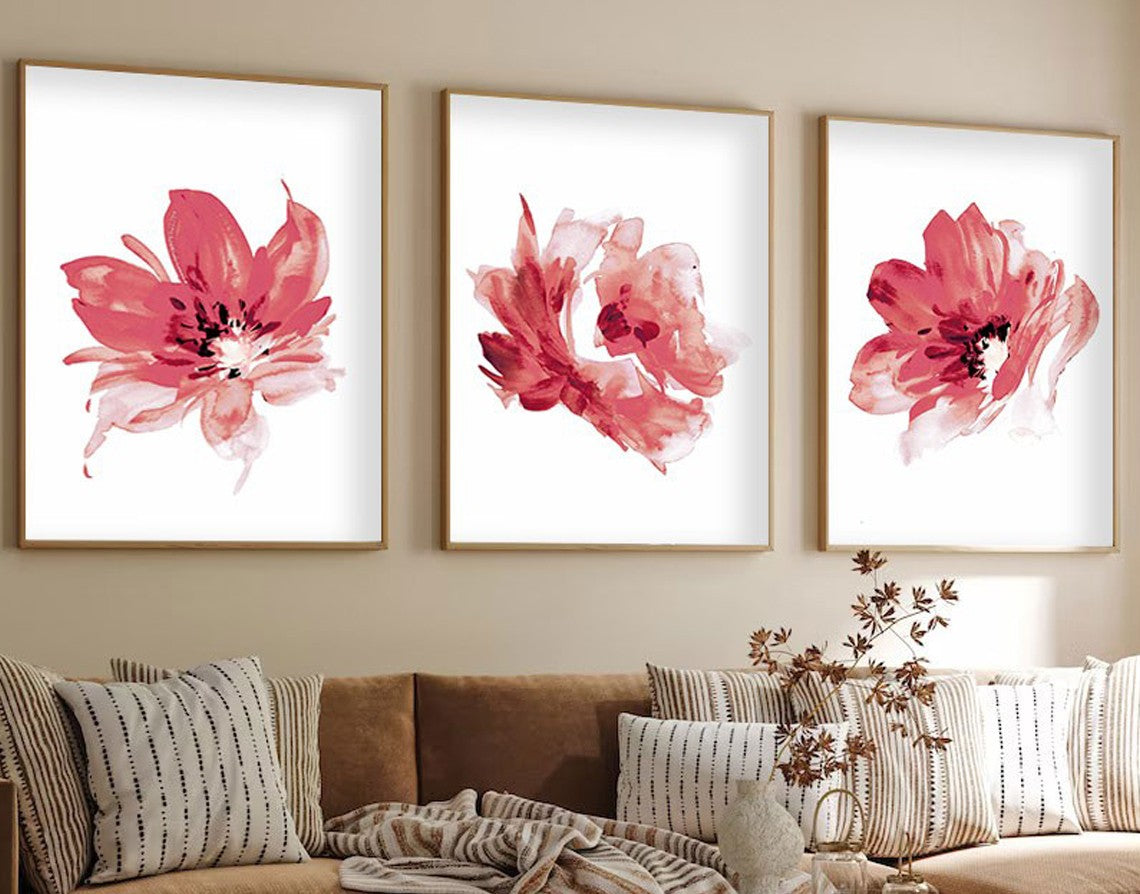 Quadro Decorativo MDF Emoldurado Multicolor 35x50cm - Conjunto 3 Peças Madeira Maciça