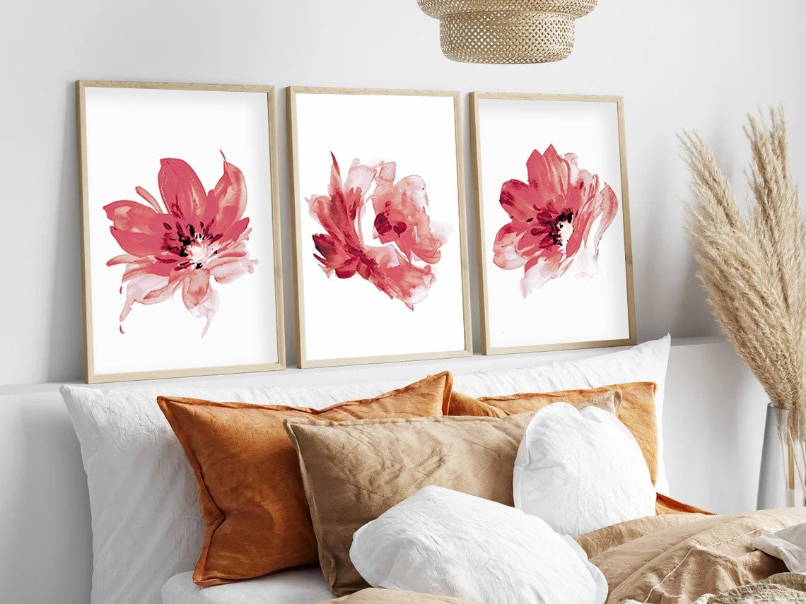 Quadro Decorativo MDF Emoldurado Multicolor 35x50cm - Conjunto 3 Peças Madeira Maciça