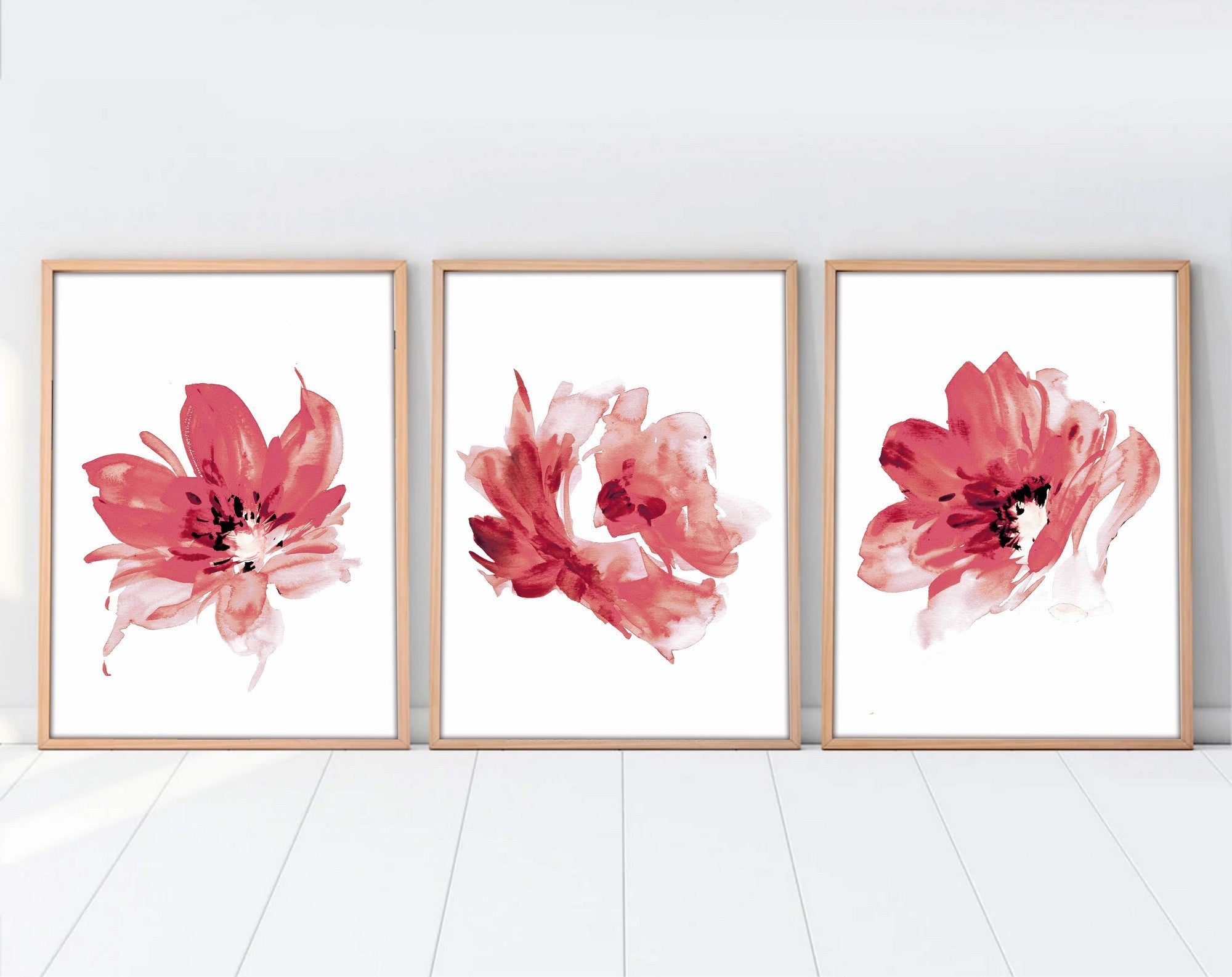 Quadro Decorativo MDF Emoldurado Multicolor 35x50cm - Conjunto 3 Peças Madeira Maciça