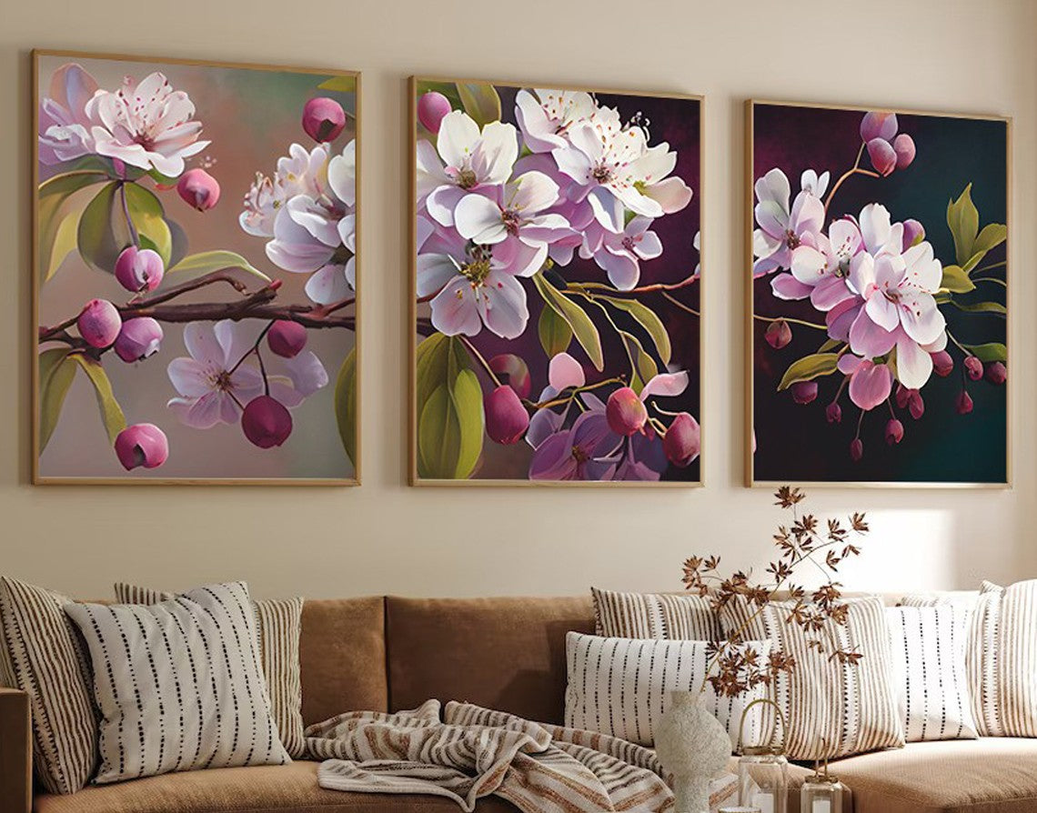 Quadro Decorativo MDF Emoldurado Multicolor 35x50cm - Conjunto 3 Peças Madeira Maciça