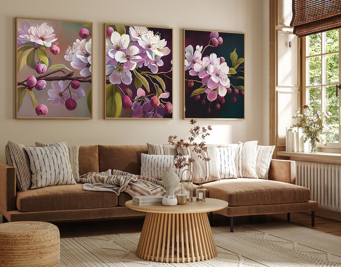 Quadro Decorativo MDF Emoldurado Multicolor 35x50cm - Conjunto 3 Peças Madeira Maciça