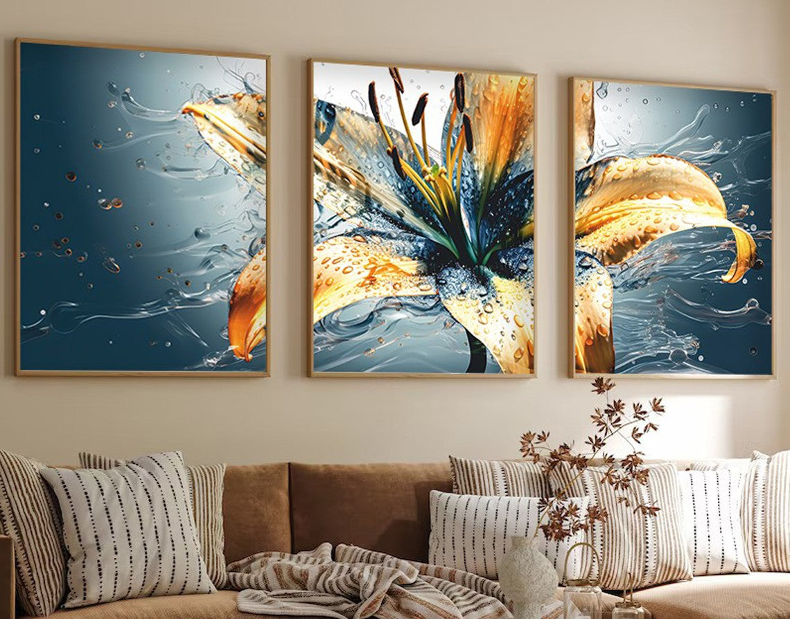 Quadro Decorativo MDF Emoldurado Multicolor 35x50cm - Conjunto 3 Peças Madeira Maciça